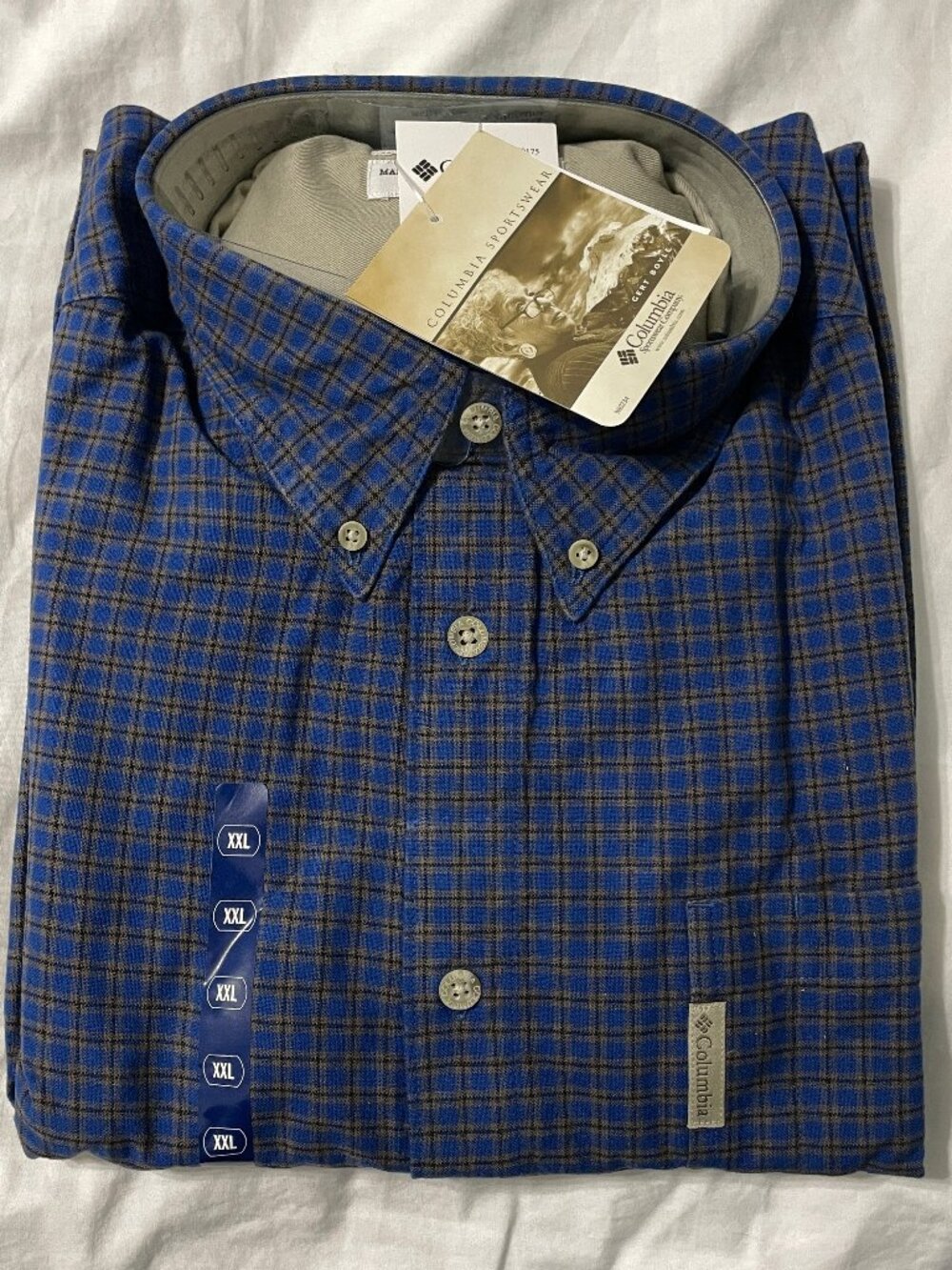 NWT Mens Sz XXL / 2XL Columbia Pinedale Plaid Button-Up Long Sleeve Dress Shirt